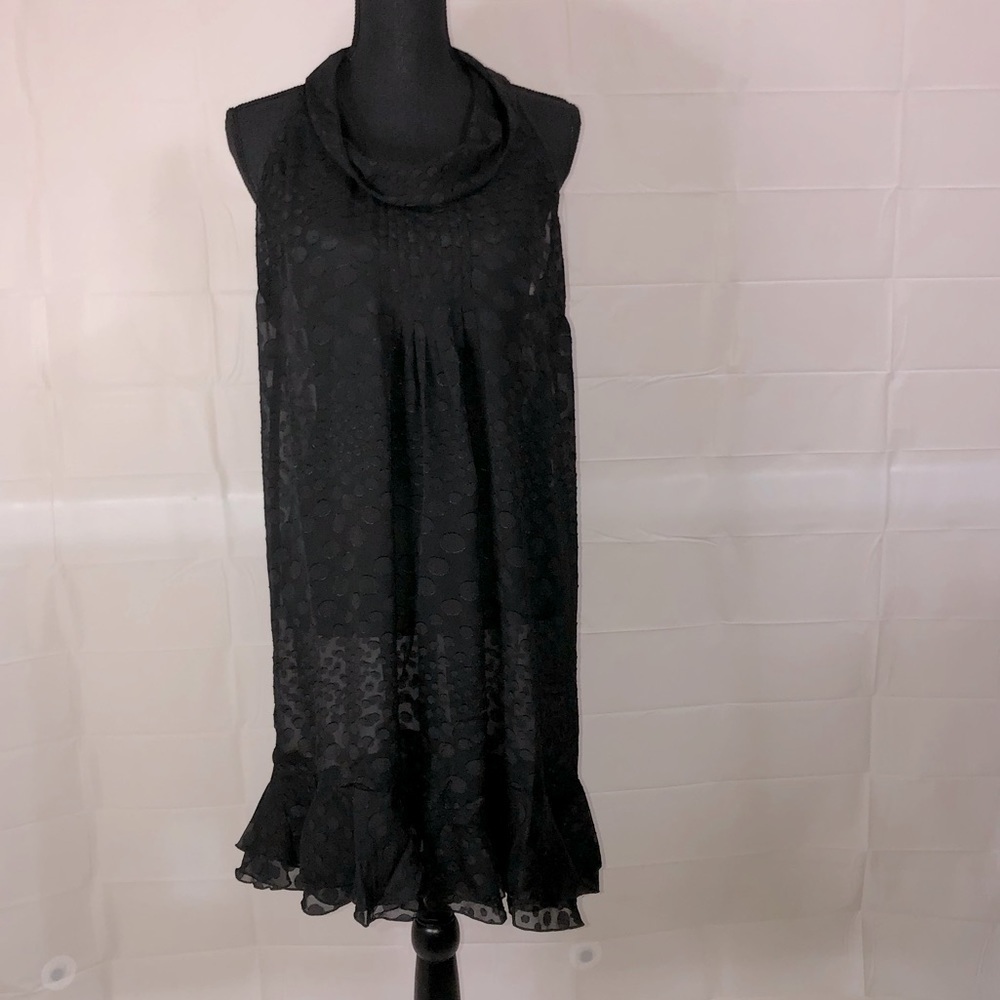Love Stitch Sheer Black Sleeveless Cowl Neck Dress Size Large